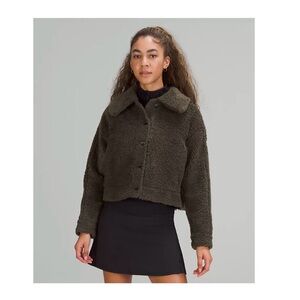 Lululemon Olive Sherpa Button-Front Jacket